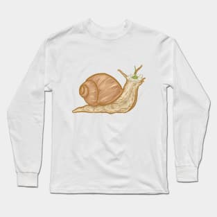 Snail with a Daisy on it's Head Long Sleeve T-Shirt